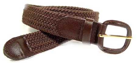 Mens Braided Elastic Stretch Belt Brown Small  XLarge  