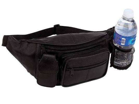 Leather Fanny Pack Hip Waist Case Water Bottle Holder  