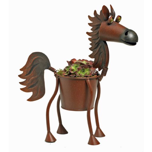 Mini Fireball the Bay Horse Metal Planter New Garden  