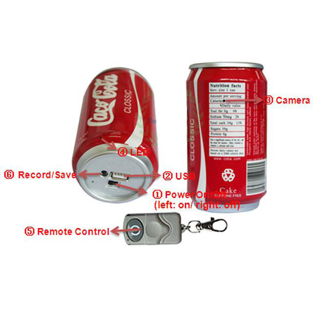 Spy DVR Camera Hidden in Soda Can Nanny Cam W Remote  